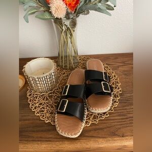 Black Buckle Sandals